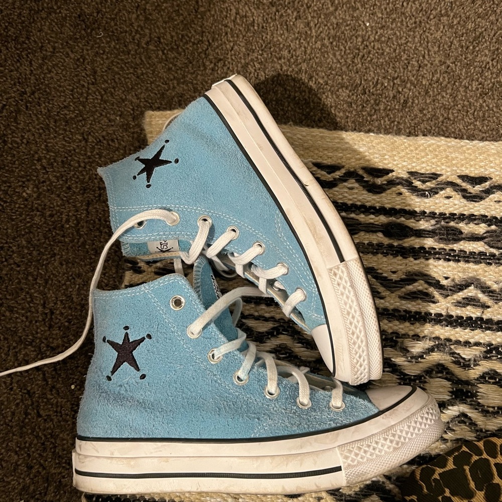 Converse High-Top Sneakers in Blue and White